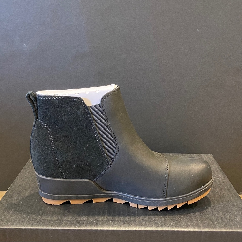 Sorel Evie Black Lug Sole Wedge Ankle Pull on Bootie Boots Shoes Multi Size NEW - Picture 7 of 10